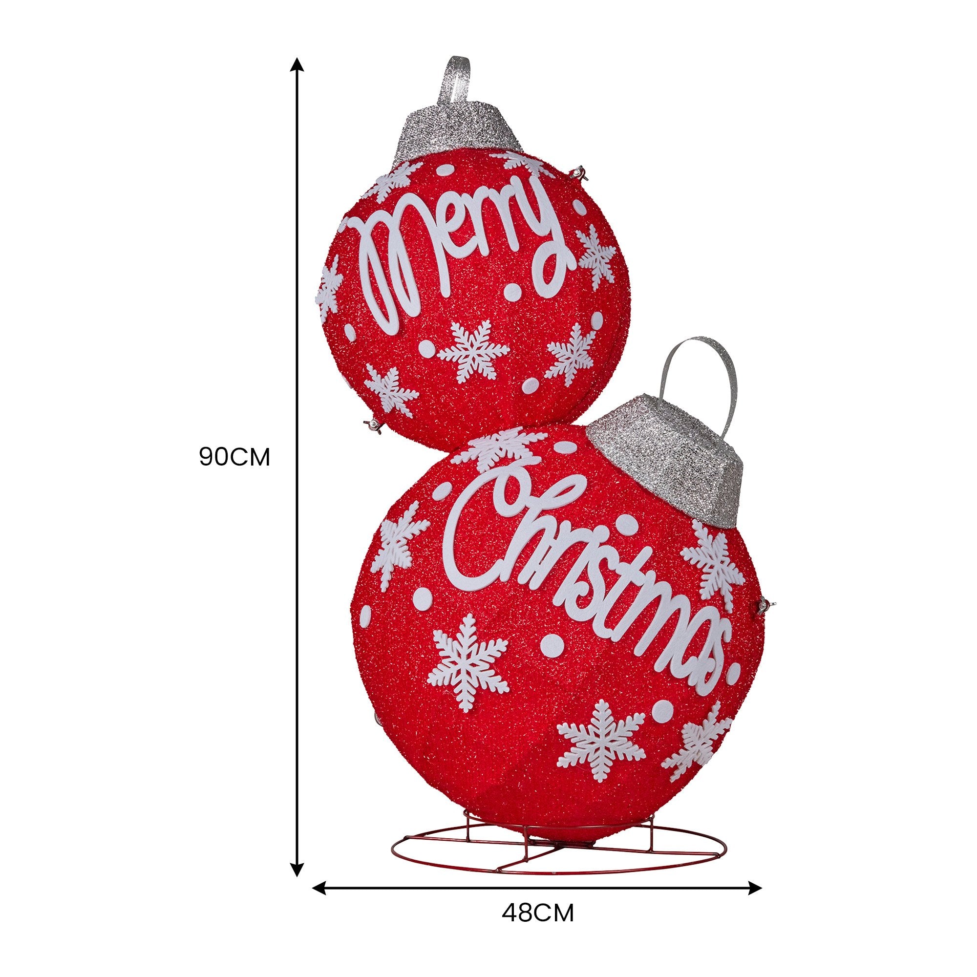 90CM Oversized Christmas Bauble Display – Warm White LED Lights & Glitter