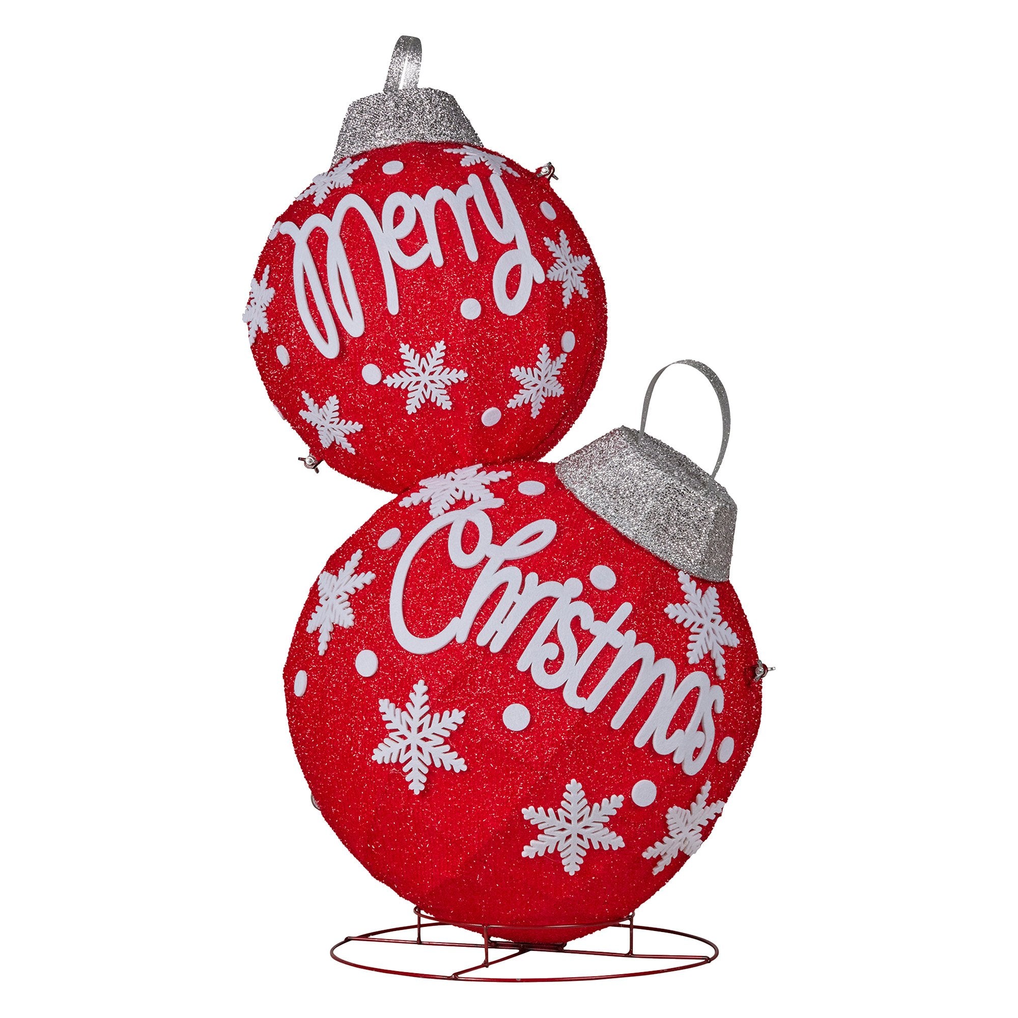 90CM Oversized Christmas Bauble Display – Warm White LED Lights & Glitter