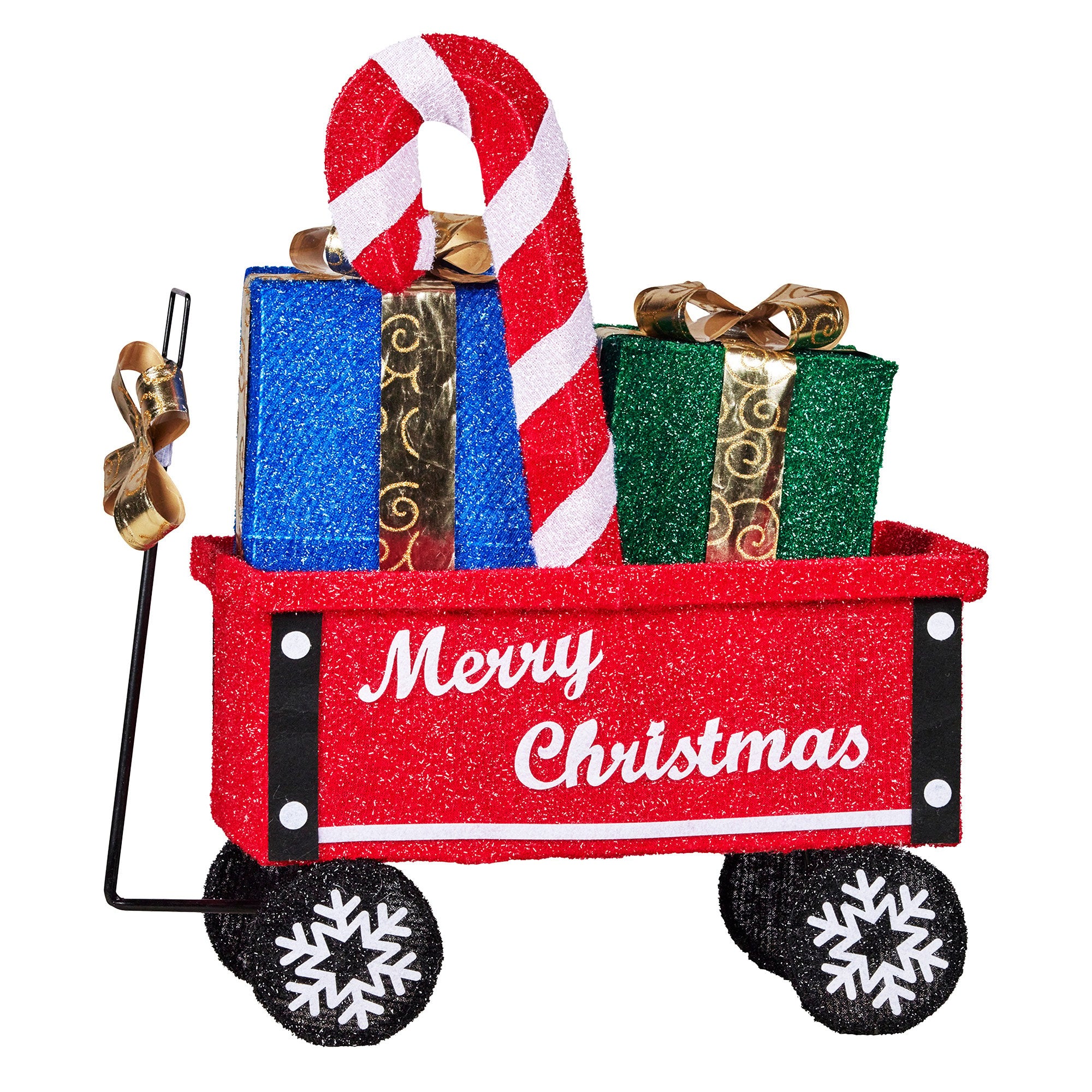 66CM Christmas Cart Display with Candy Cane & Presents – Warm White LED Lights