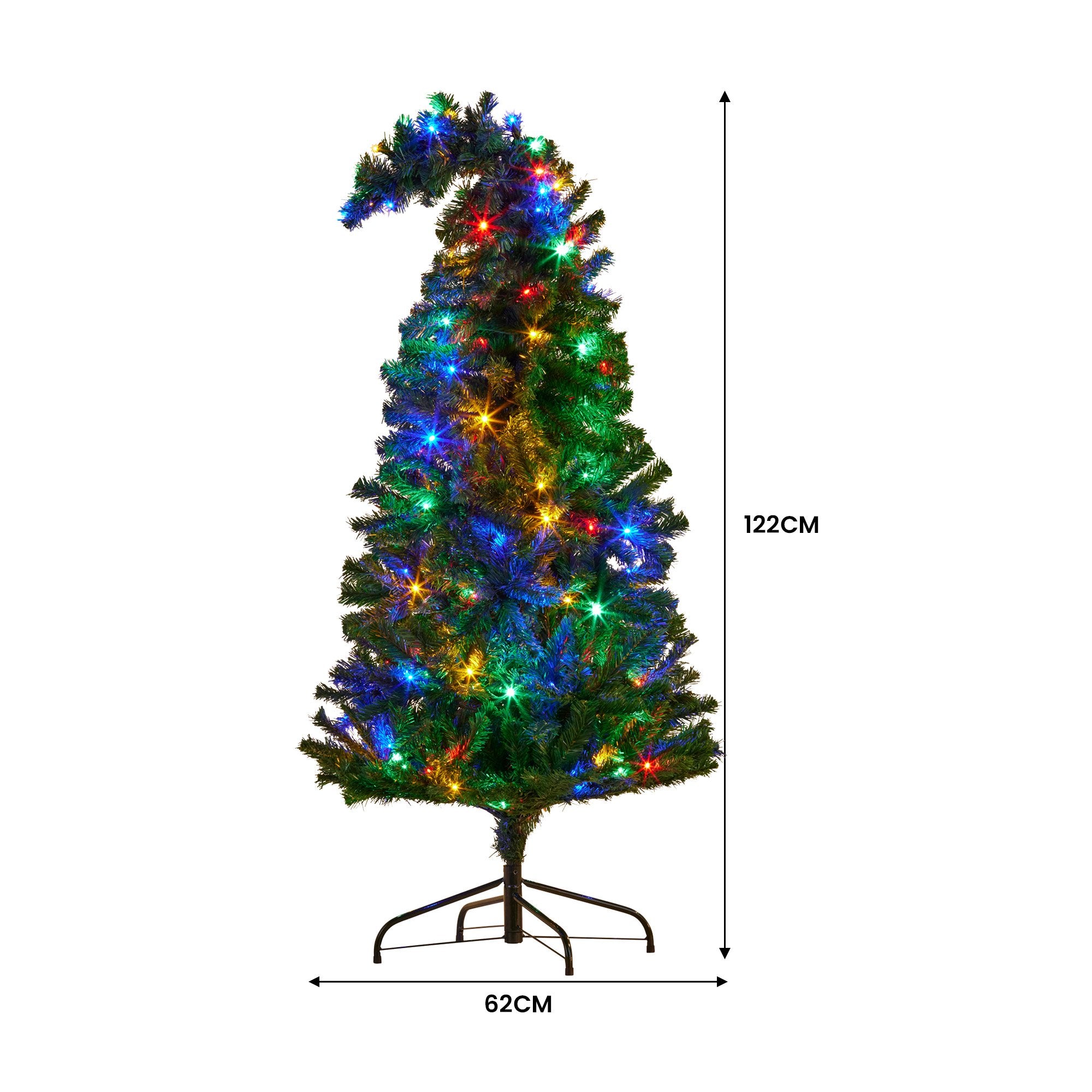 4FT Bad Santa Curved Pre-Lit Christmas Tree – 140 Multicolour LEDs