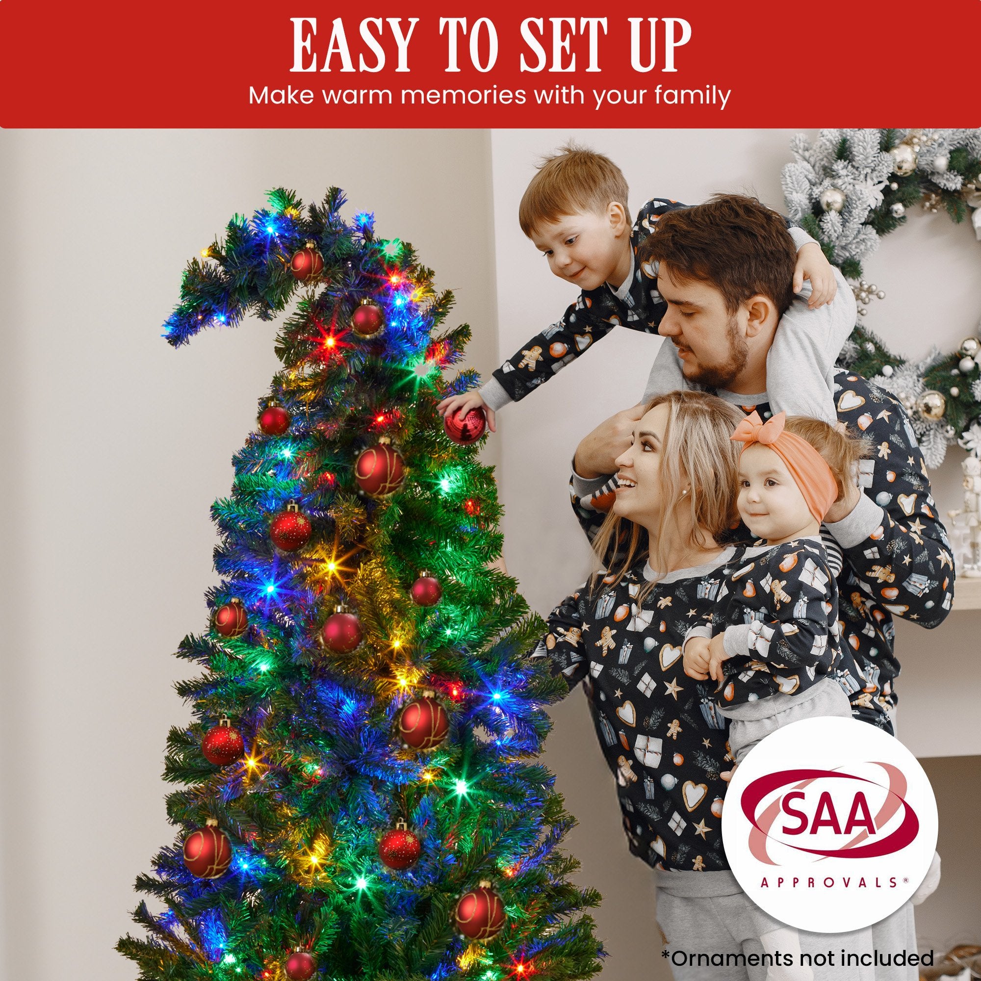 4FT Bad Santa Curved Pre-Lit Christmas Tree – 140 Multicolour LEDs
