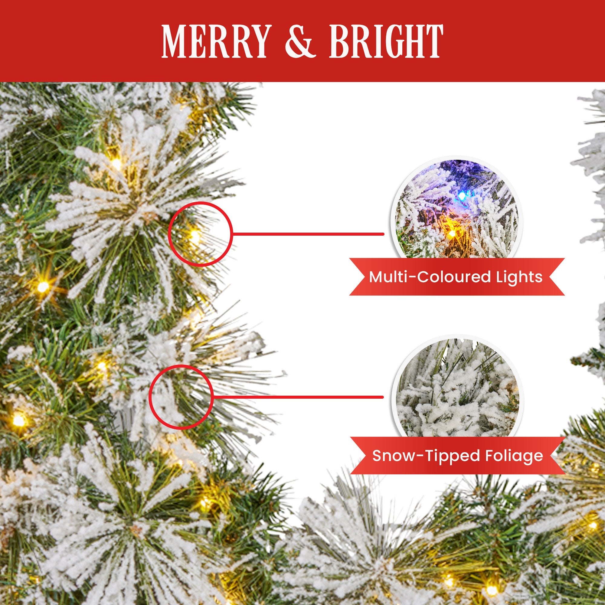 2.7M Majestic Snow Pre-Lit Christmas Garland