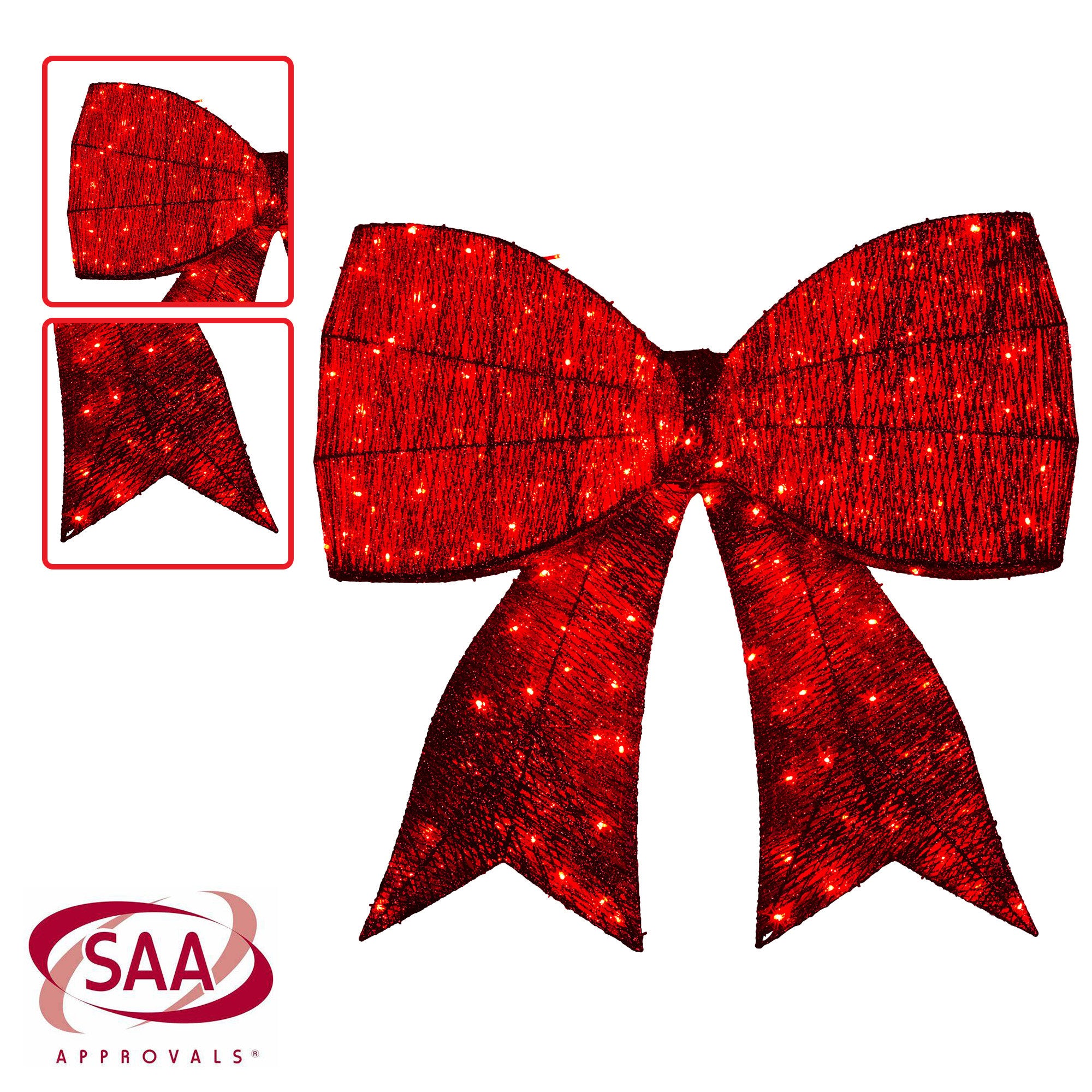 91cm Christmas Display Bow – Red LED & Twinkle Lights