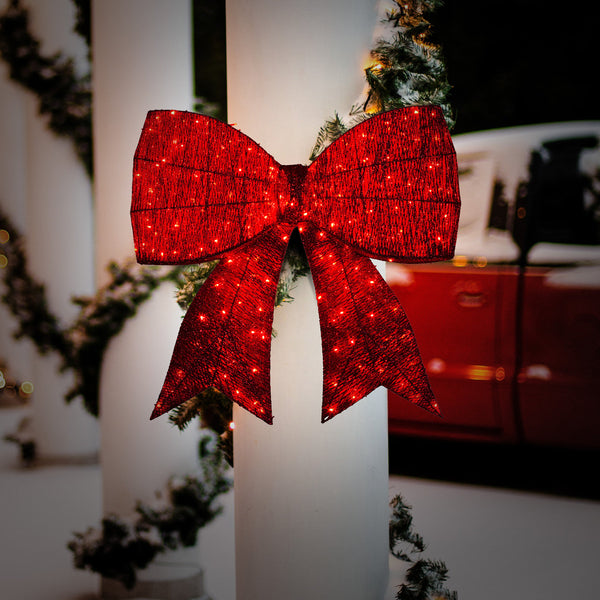 91CM Christmas Bow Motif Light Display – 220 Red LED Lights