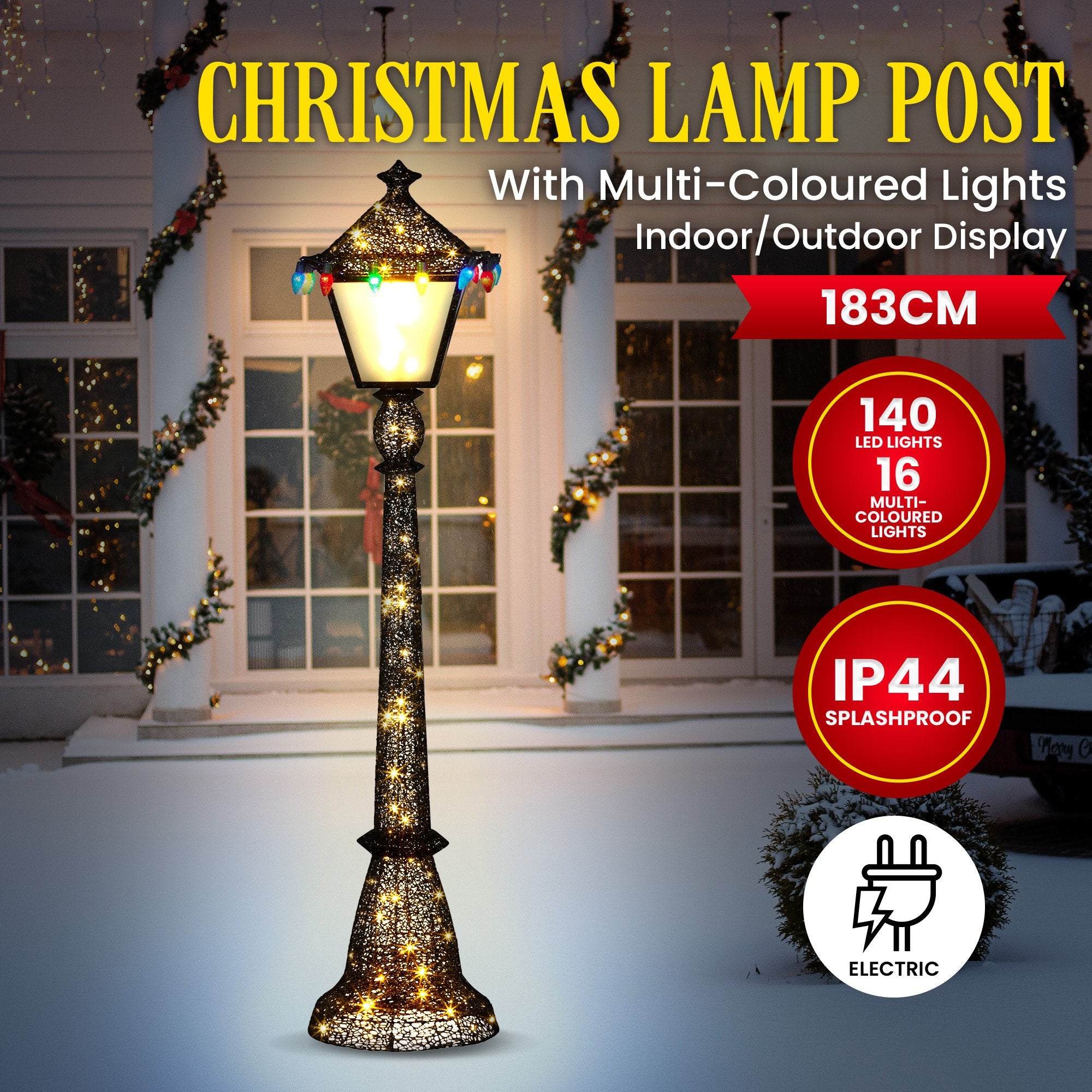 1.8M Christmas Lamp Post Display – LED & Multi-Colour C9 Lights