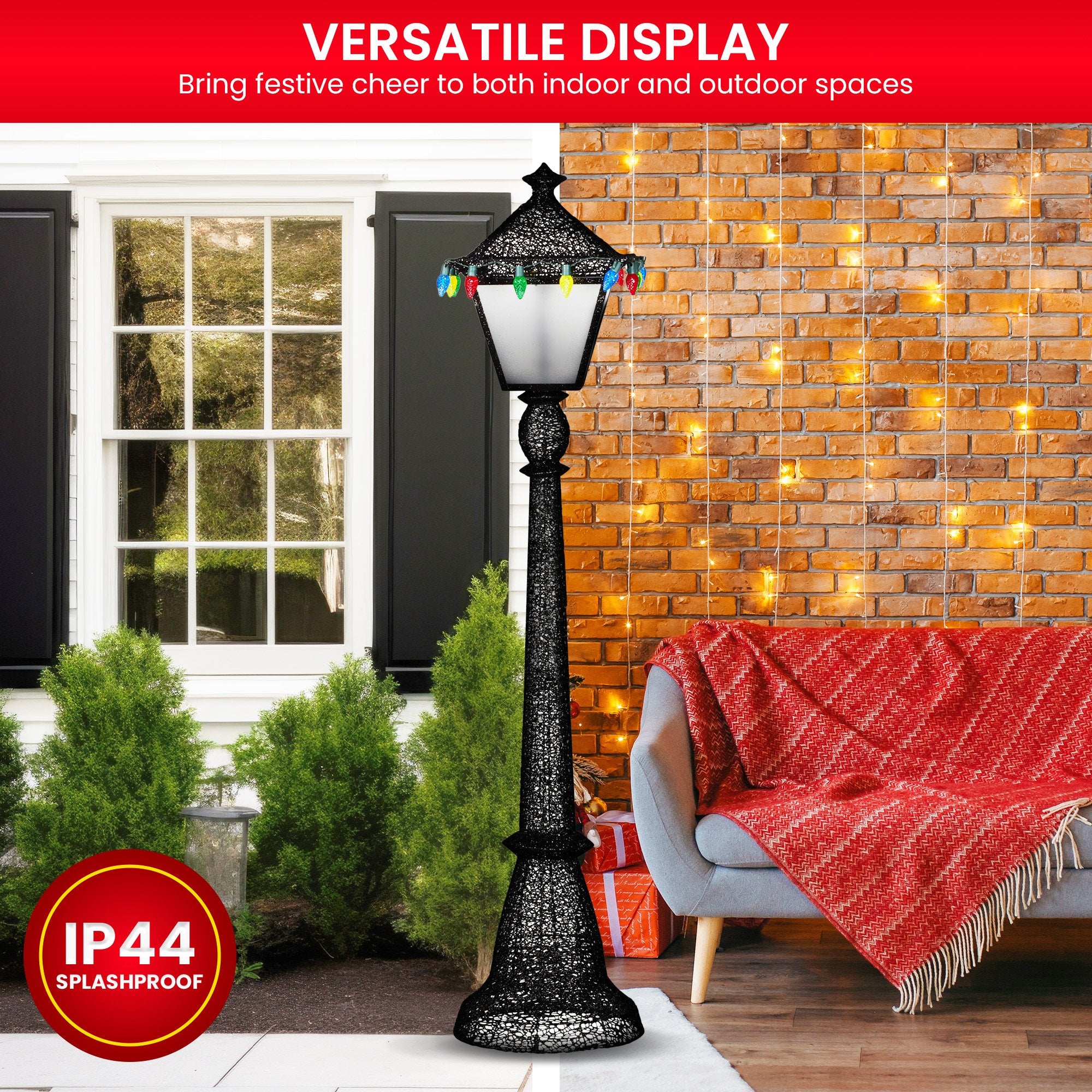 1.8M Christmas Lamp Post Display – LED & Multi-Colour C9 Lights