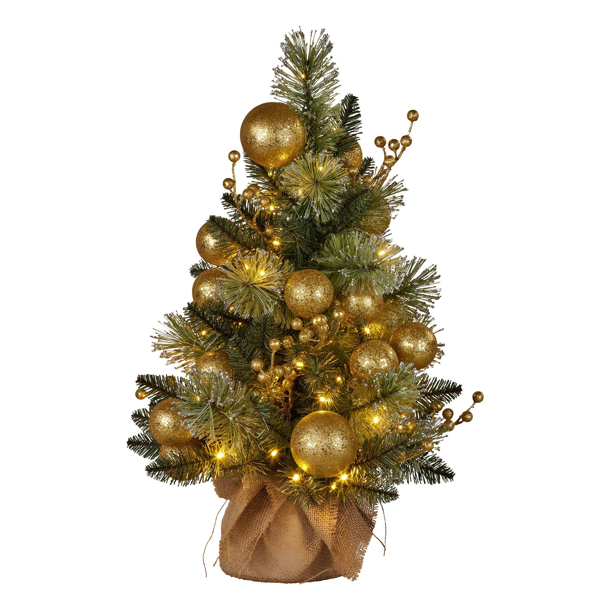 61CM Battery-Operated Christmas Tabletop Tree – Warm White LED Lights