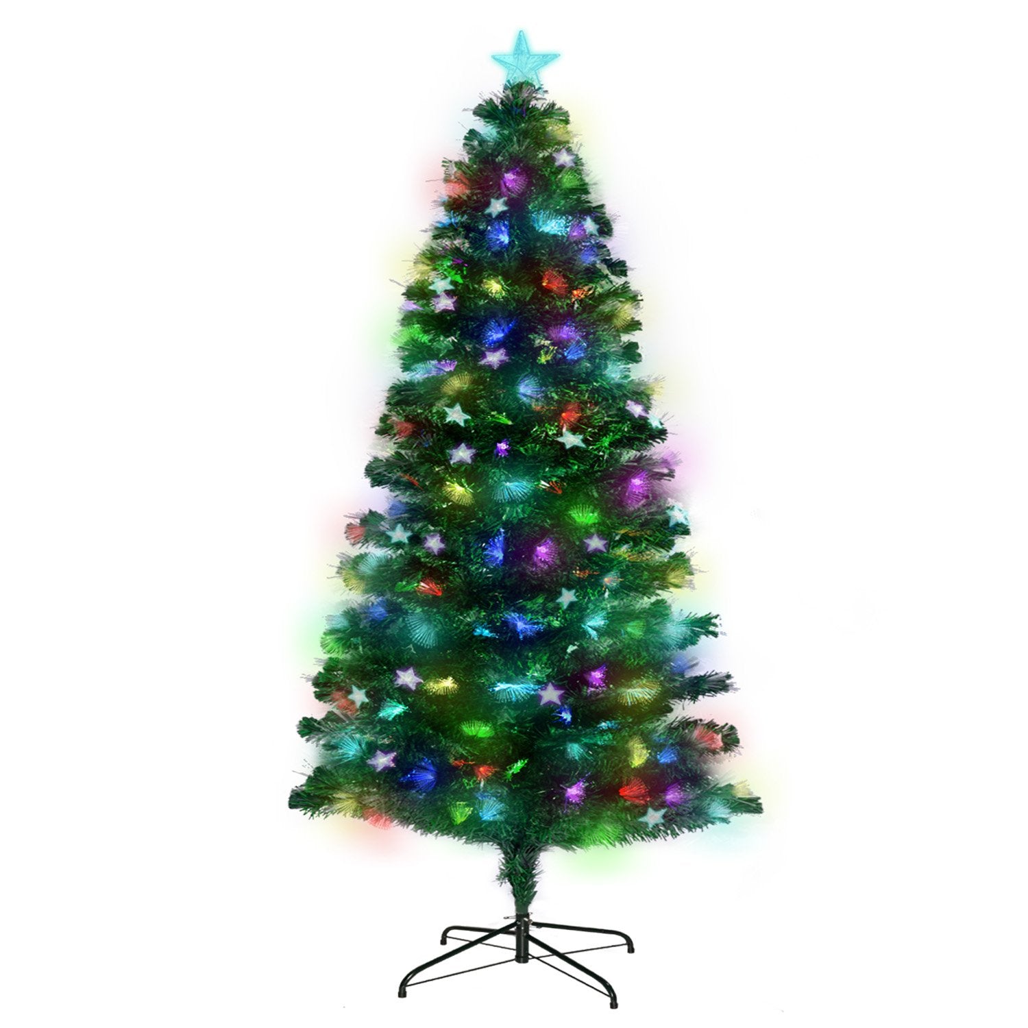 6FT Enchanted Fibre Optic Christmas Tree – Pre-Lit with Star Ornaments & Topper