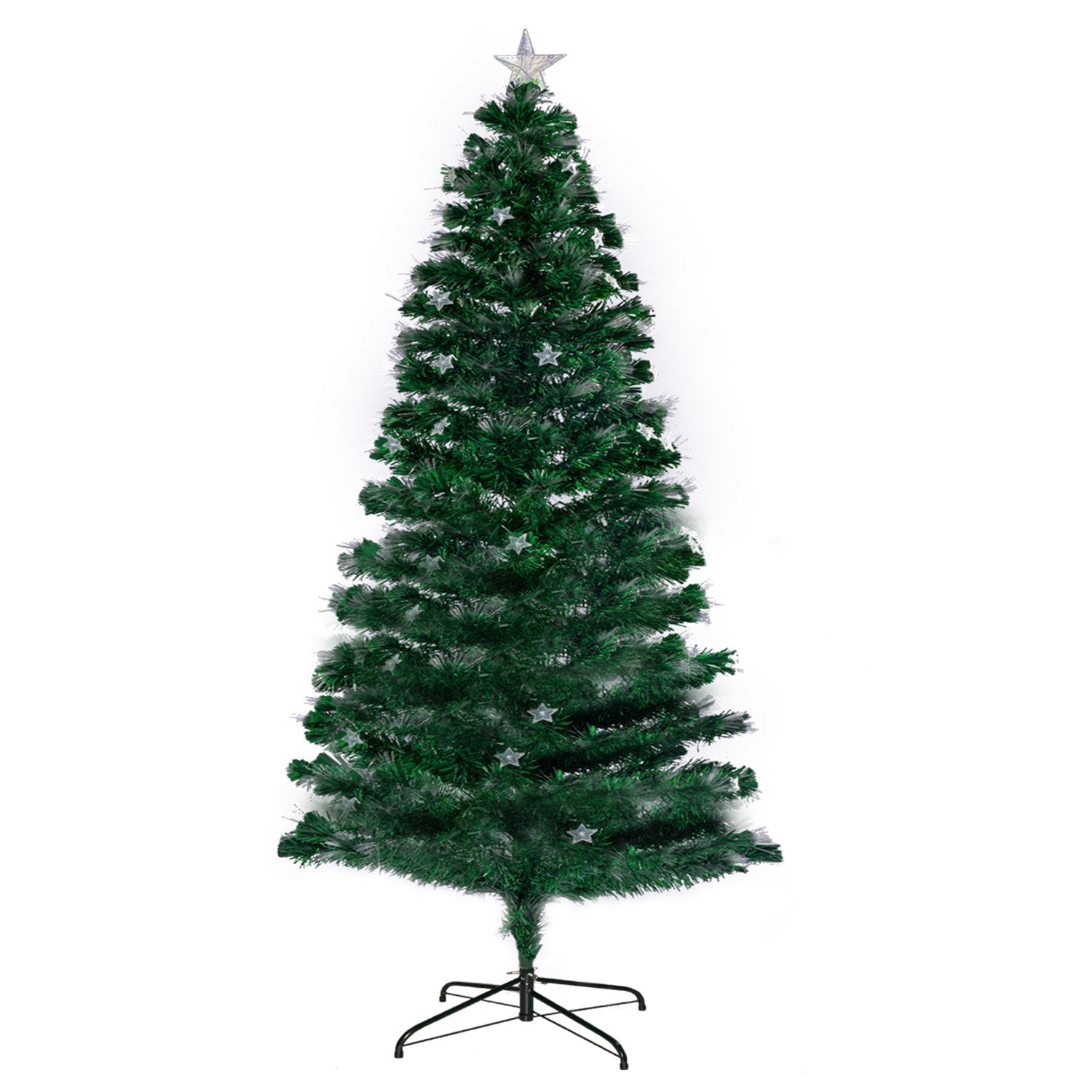 6FT Enchanted Fibre Optic Christmas Tree – Pre-Lit with Star Ornaments & Topper