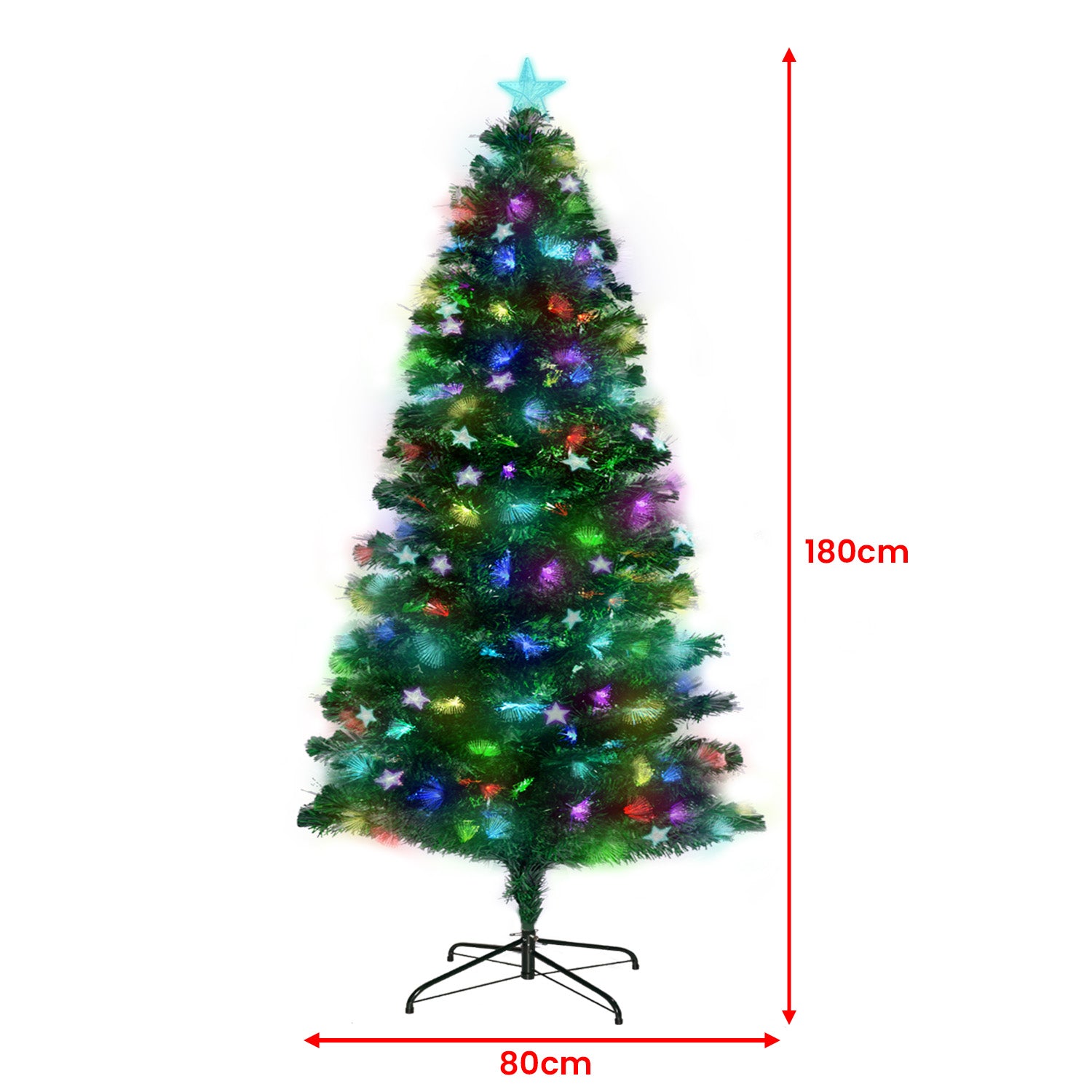 6FT Enchanted Fibre Optic Christmas Tree – Pre-Lit with Star Ornaments & Topper