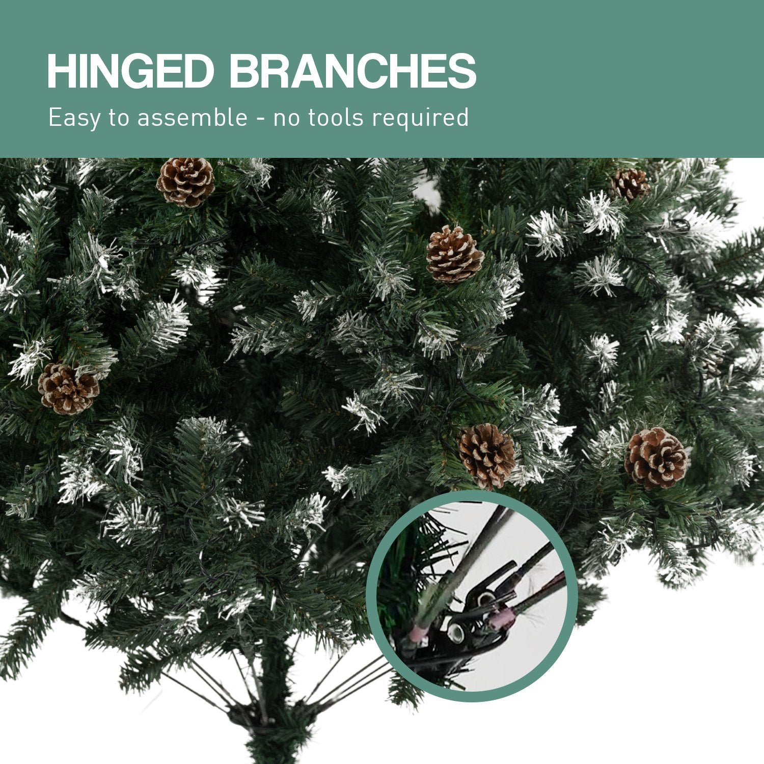 9FT Pre-Lit LED Christmas Tree with Pine Cones – 2030 Tips, 750 LEDs