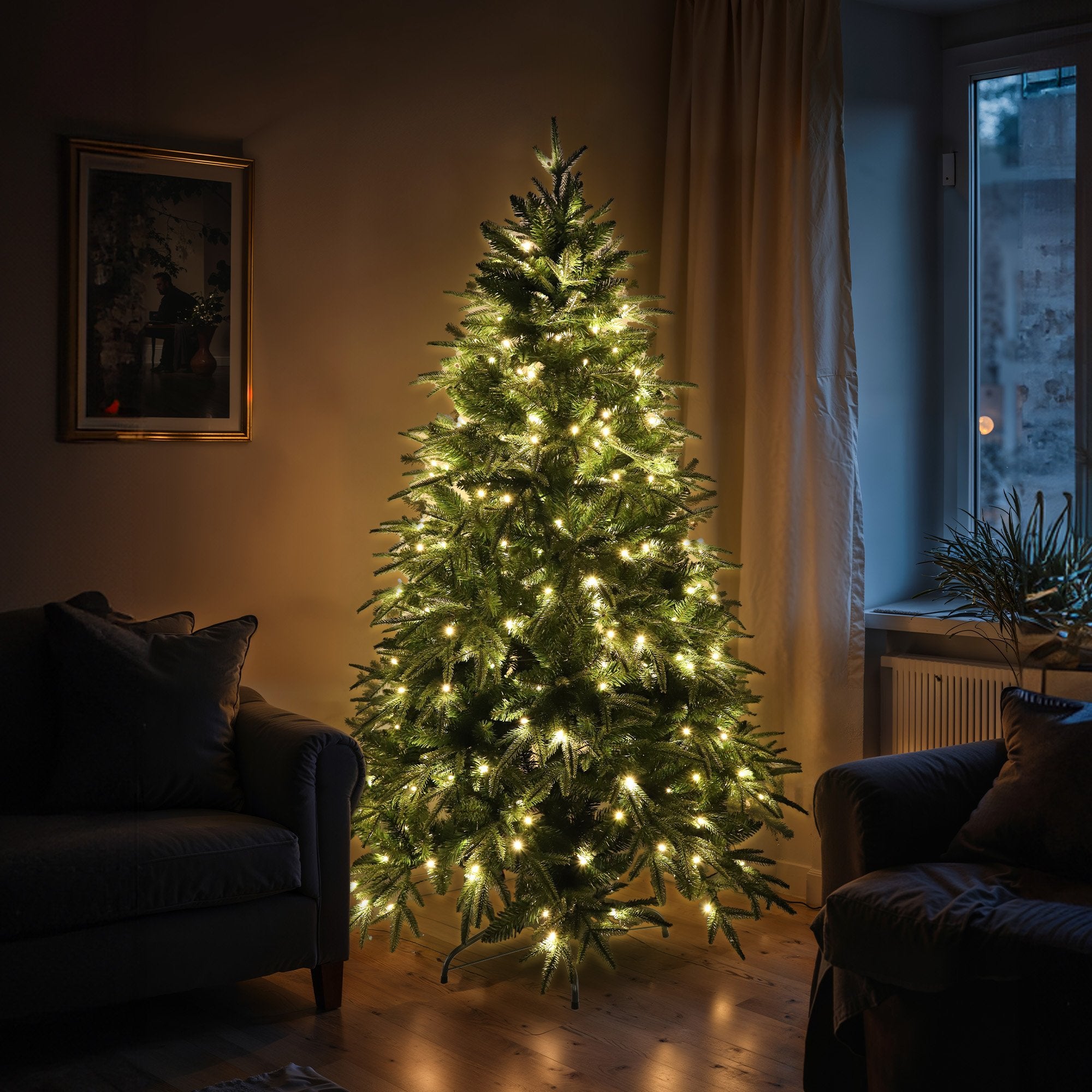 6FT Pre-Lit Everglow Fir Christmas Tree – 300 Warm LEDs