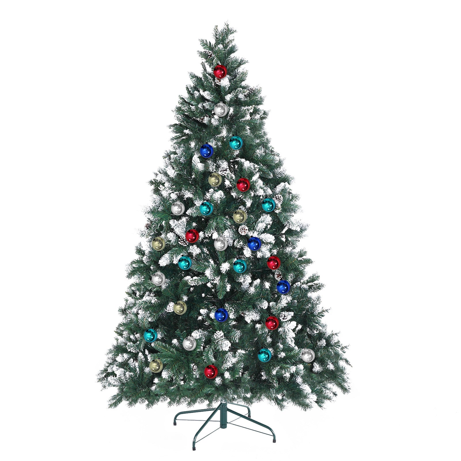 7FT Snowy Pine Cone Christmas Tree – 1290 Tips, Baubles, Unlit