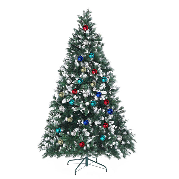 7FT Snowy Pine Cone Christmas Tree – 1290 Tips, Baubles, Unlit