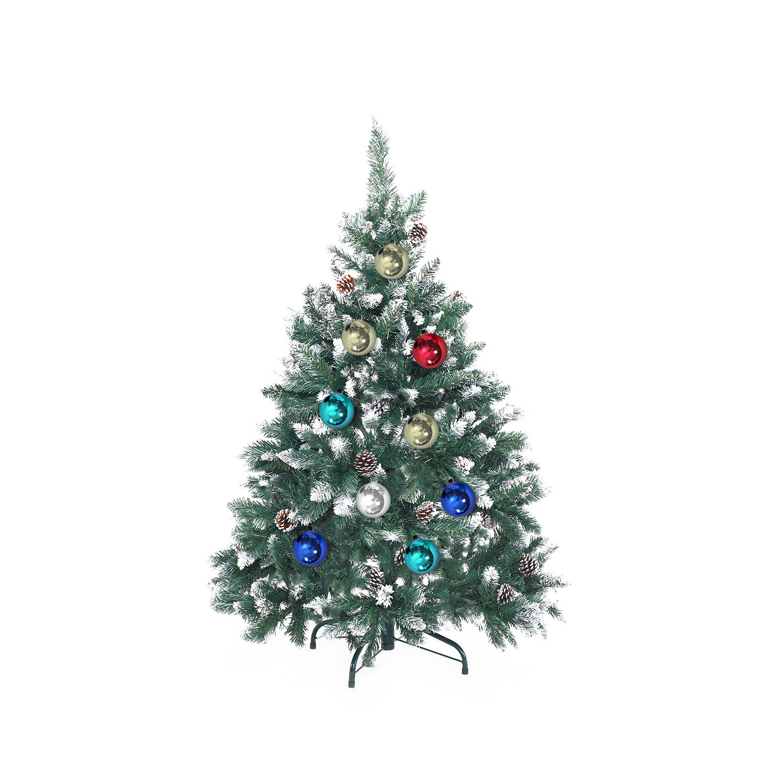 4FT Snowy Pine Cone Christmas Tree – 390 Tips, Baubles, Unlit