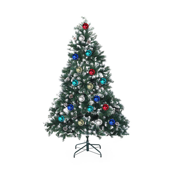 5FT Snowy Pine Cone Christmas Tree – 720 Tips, Baubles, Unlit