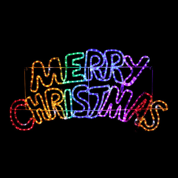 100CM Merry Christmas Motif Light – Rainbow Rope LEDs Banner