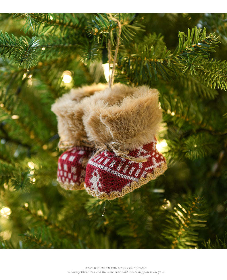 Knitted Christmas Boot Ornaments – Set of 3 Festive Slipper Decorations 🧦