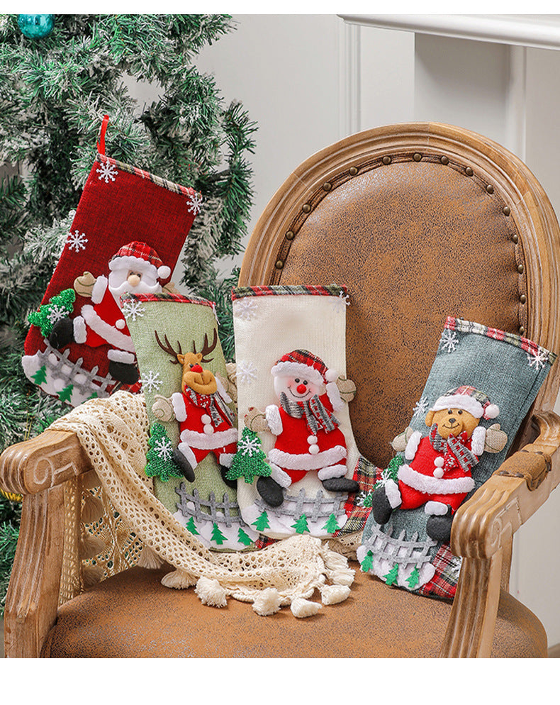 Set of 4 Christmas Character Stockings – Santa, Reindeer, Snowman & Teddy Bear 🧤