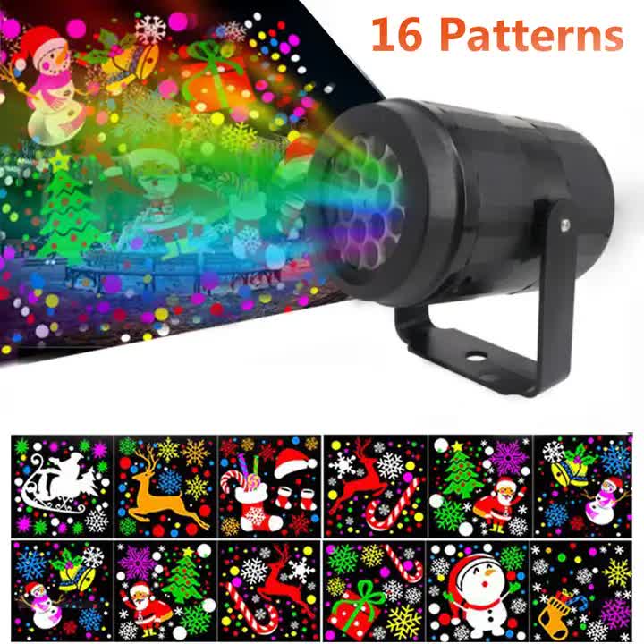 16-Pattern Rotating LED Christmas Projector Light – Indoor Festive Display with Snowflakes, Santa & More ❄️
