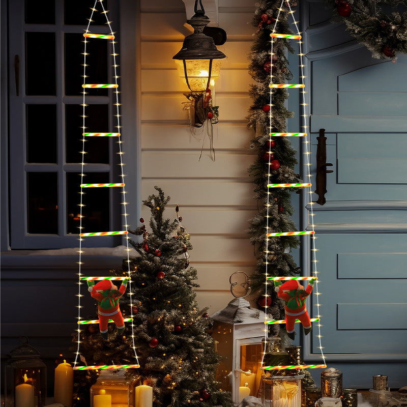 Festive Climbing Santa LED Ladder Light – USB Powered Outdoor Hanging Decoration with Remote