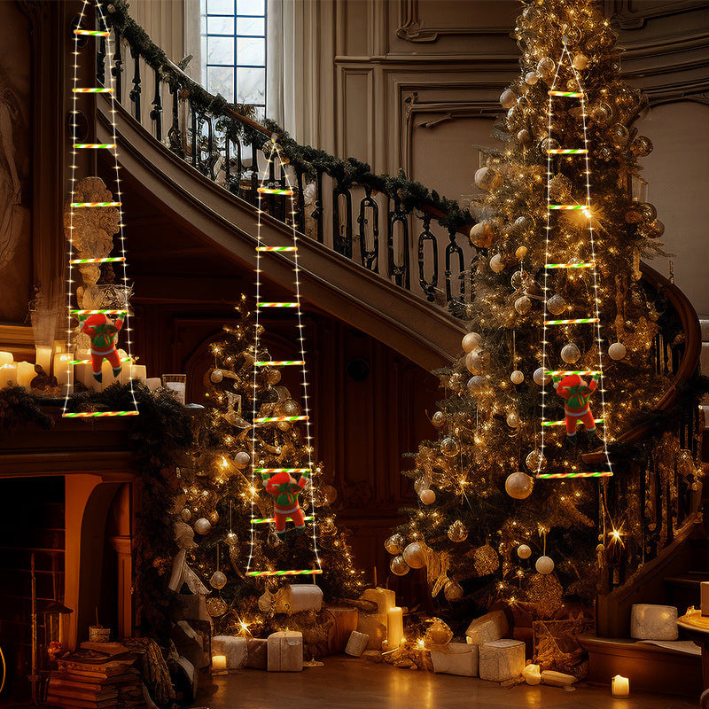 Festive Climbing Santa LED Ladder Light – USB Powered Outdoor Hanging Decoration with Remote