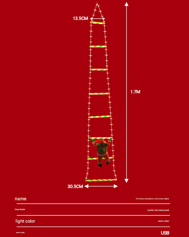 Festive Climbing Santa LED Ladder Light – USB Powered Outdoor Hanging Decoration with Remote
