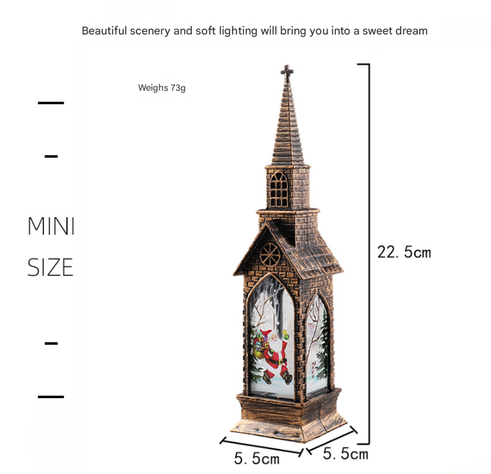 Vintage Christmas Church LED Lantern – 3-Piece Set | Battery-Powered Festive Night Light