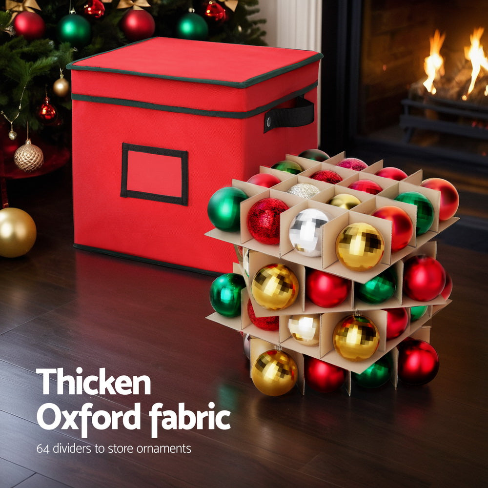 Christmas Bauble Storage Box – 64-Divider Dust-Proof Organiser