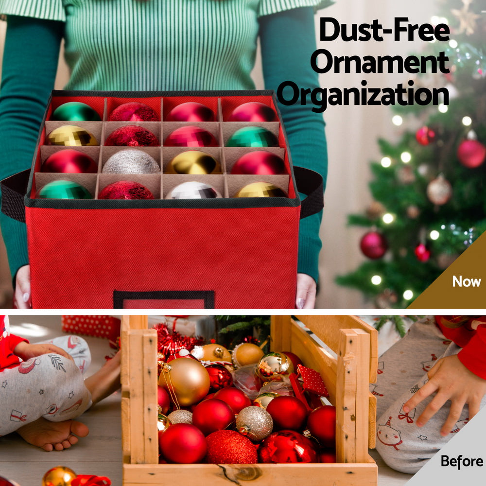 Christmas Bauble Storage Box – 64-Divider Dust-Proof Organiser