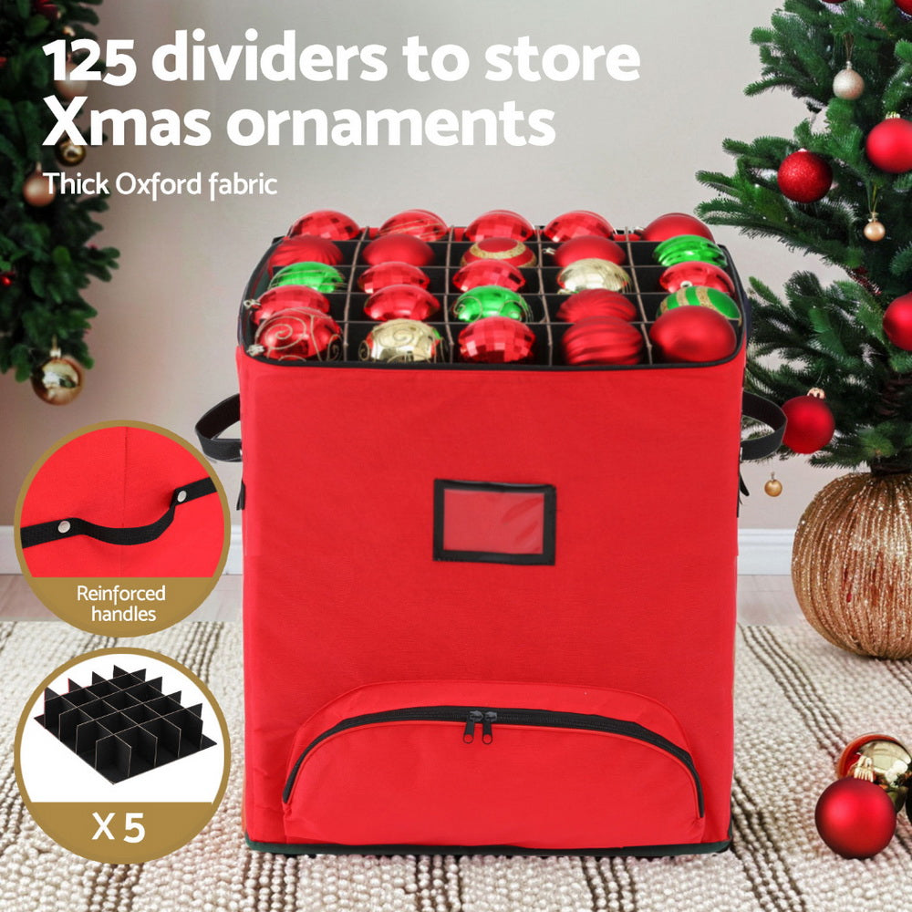 Christmas Ornaments Storage Cart – 125-Divider Dust-Proof Organiser