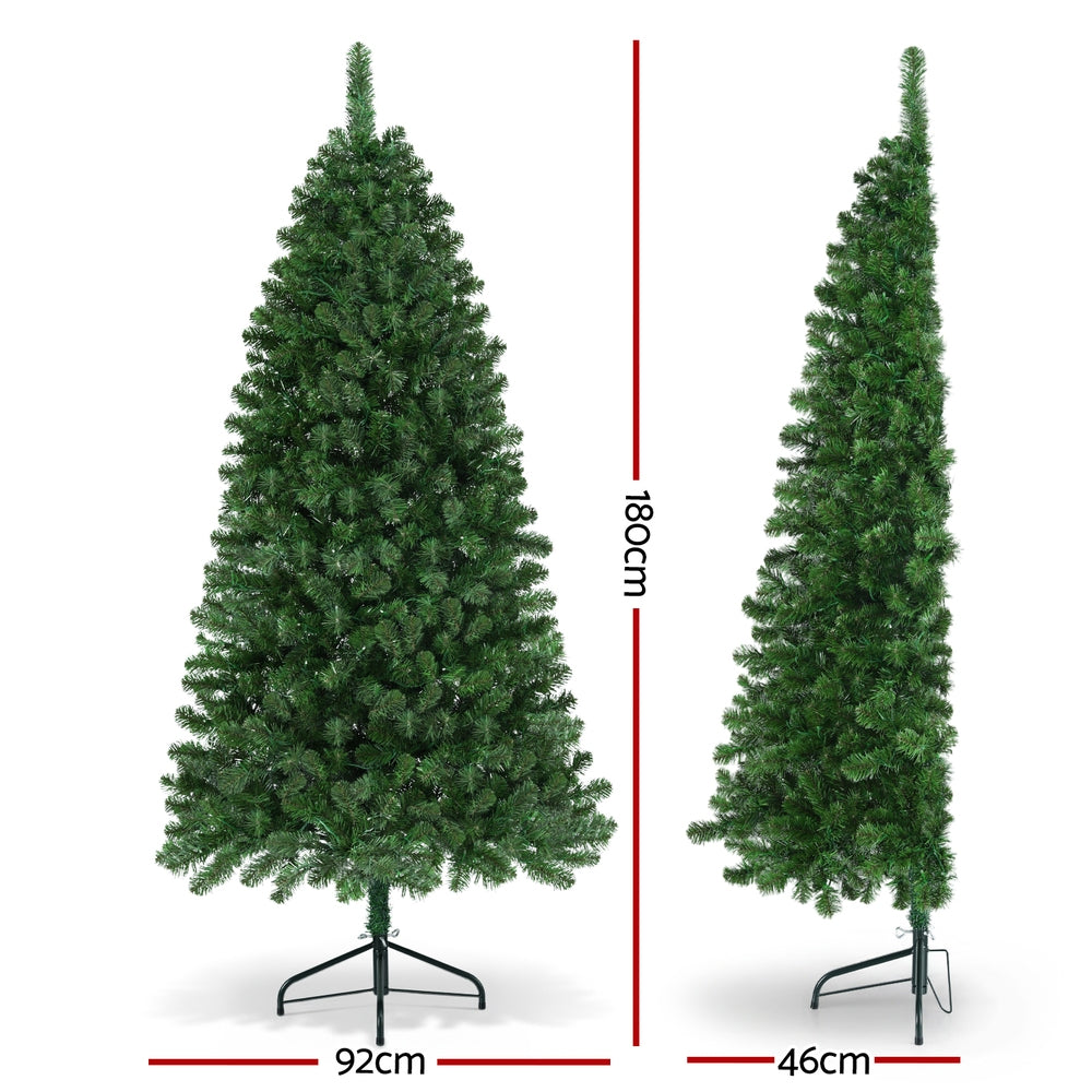 6FT Half-Corner Christmas Tree – 200 Multi-Colour LED Pre-Lit with 8 Modes