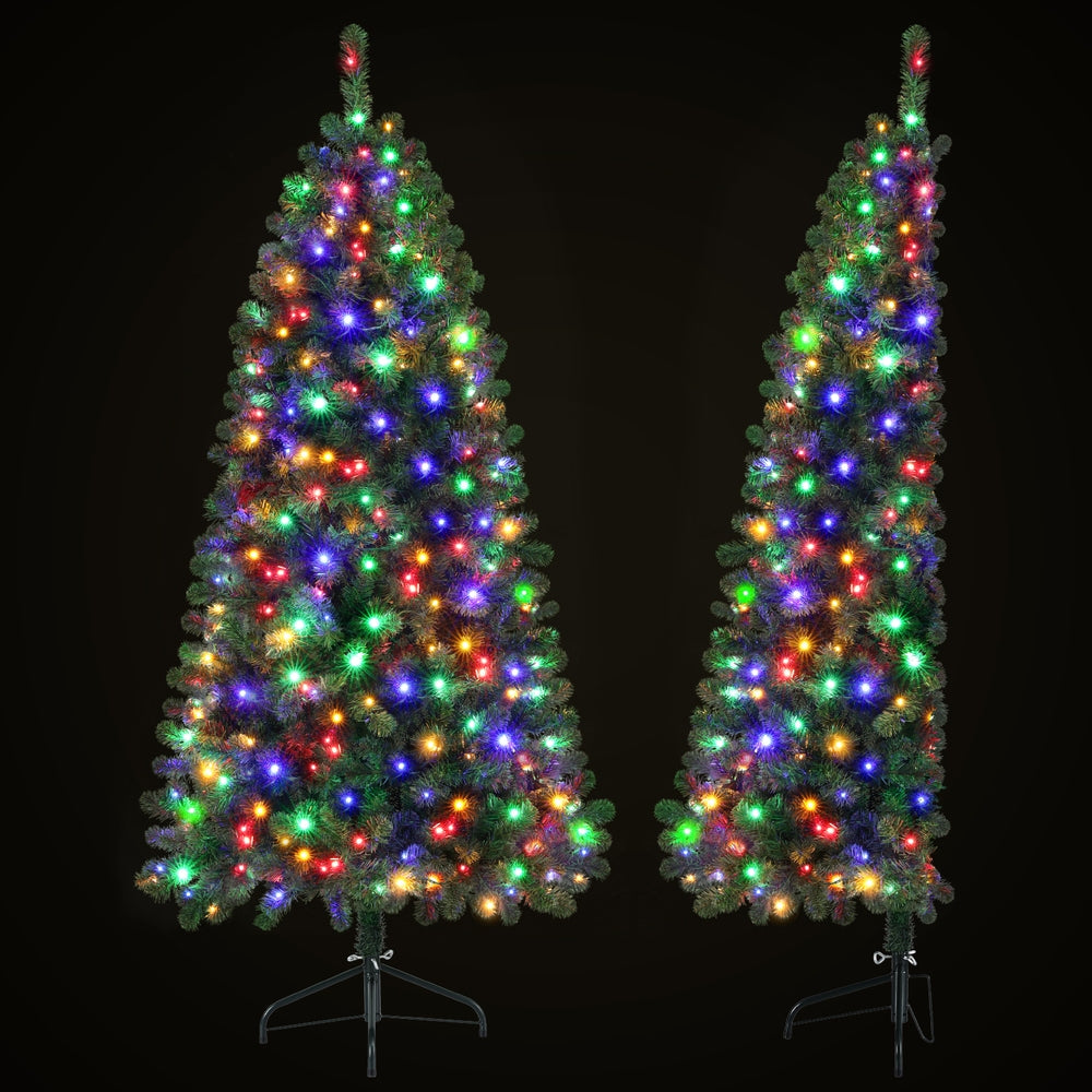 6FT Half-Corner Christmas Tree – 200 Multi-Colour LED Pre-Lit with 8 Modes