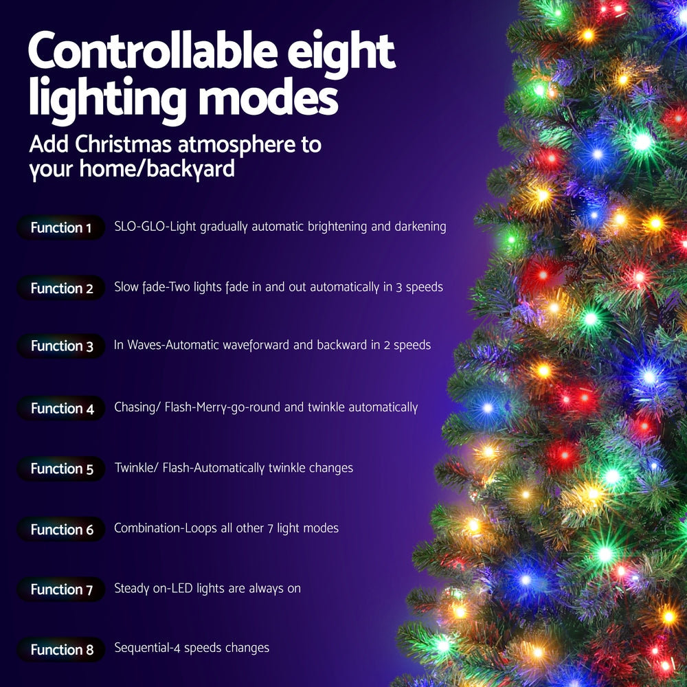 6FT Half-Corner Christmas Tree – 200 Multi-Colour LED Pre-Lit with 8 Modes
