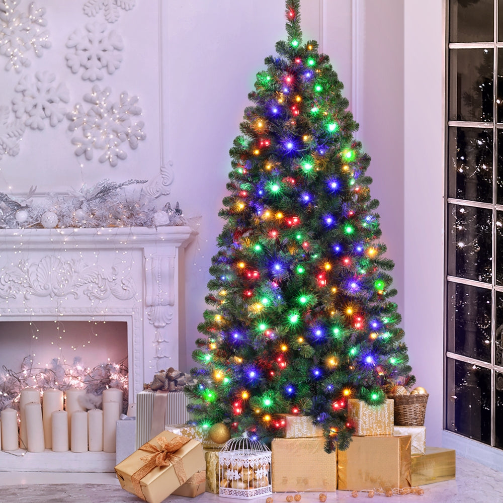 6FT Half-Corner Christmas Tree – 200 Multi-Colour LED Pre-Lit with 8 Modes