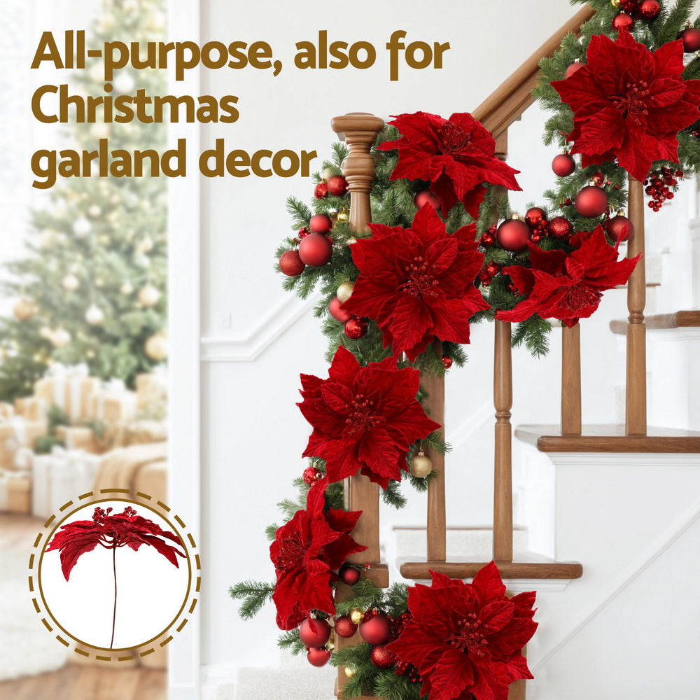 14-Piece Christmas Magnolia Flower Set – White or Red