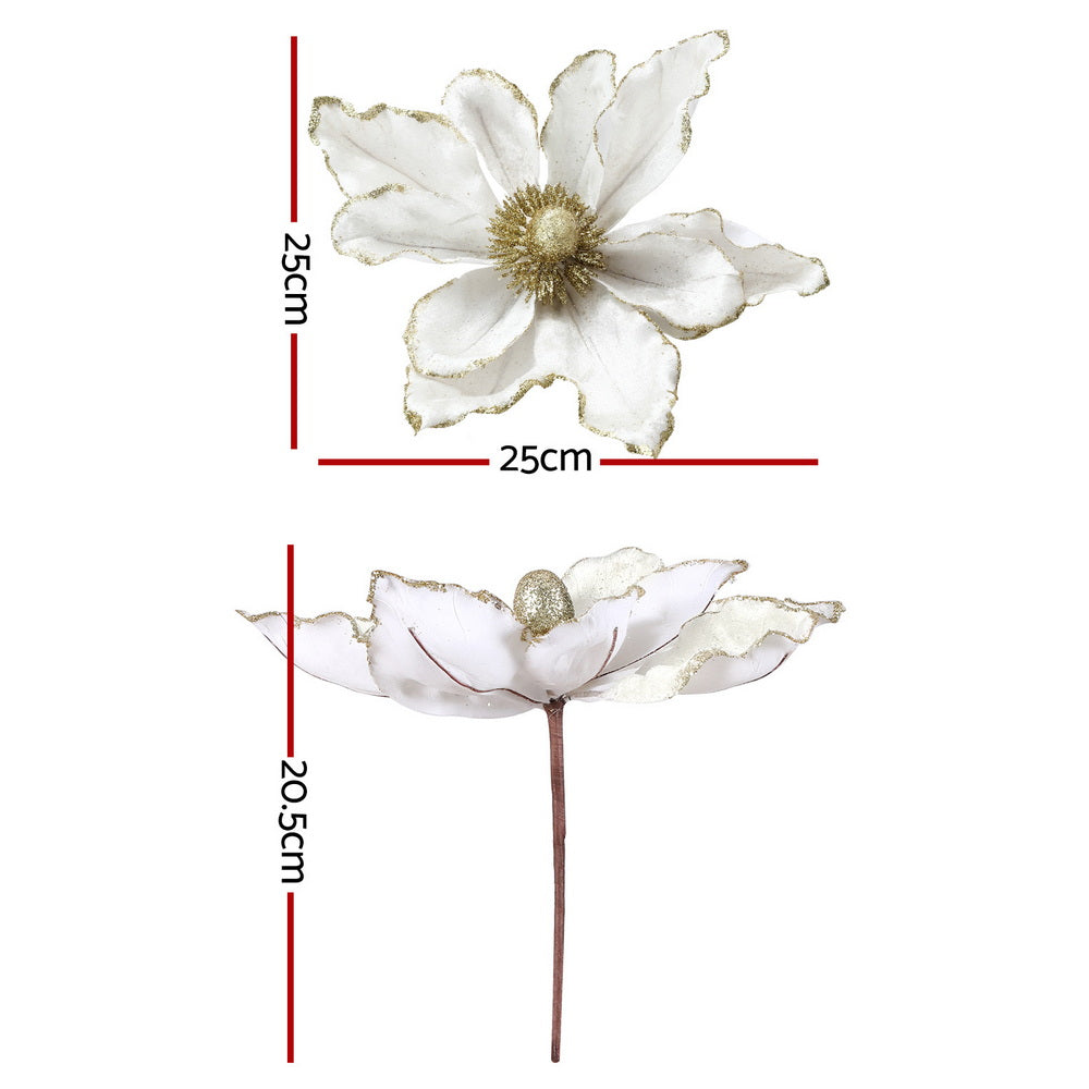 14-Piece Christmas Magnolia Flower Set – White or Red