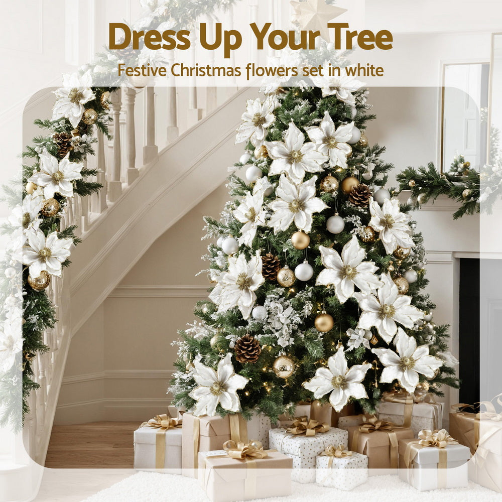 14-Piece Christmas Magnolia Flower Set – White or Red