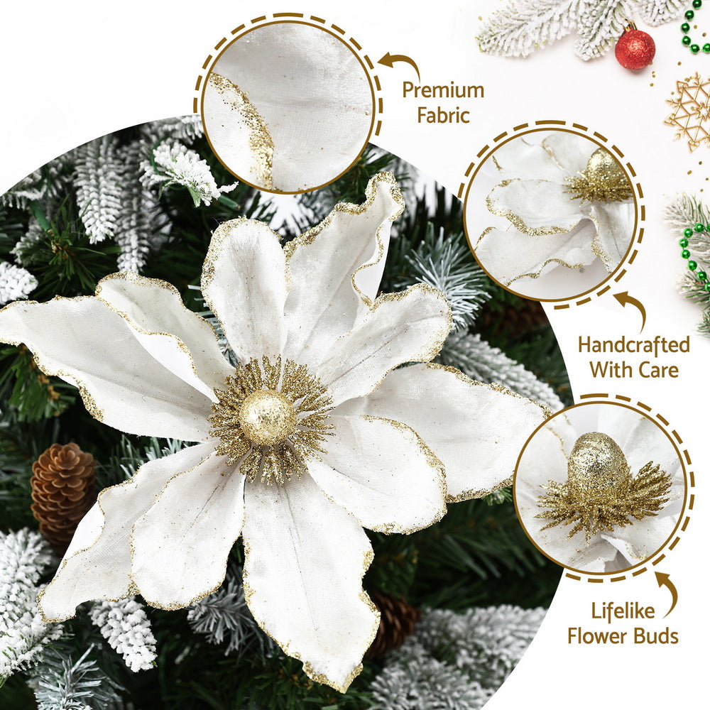 14-Piece Christmas Magnolia Flower Set – White or Red