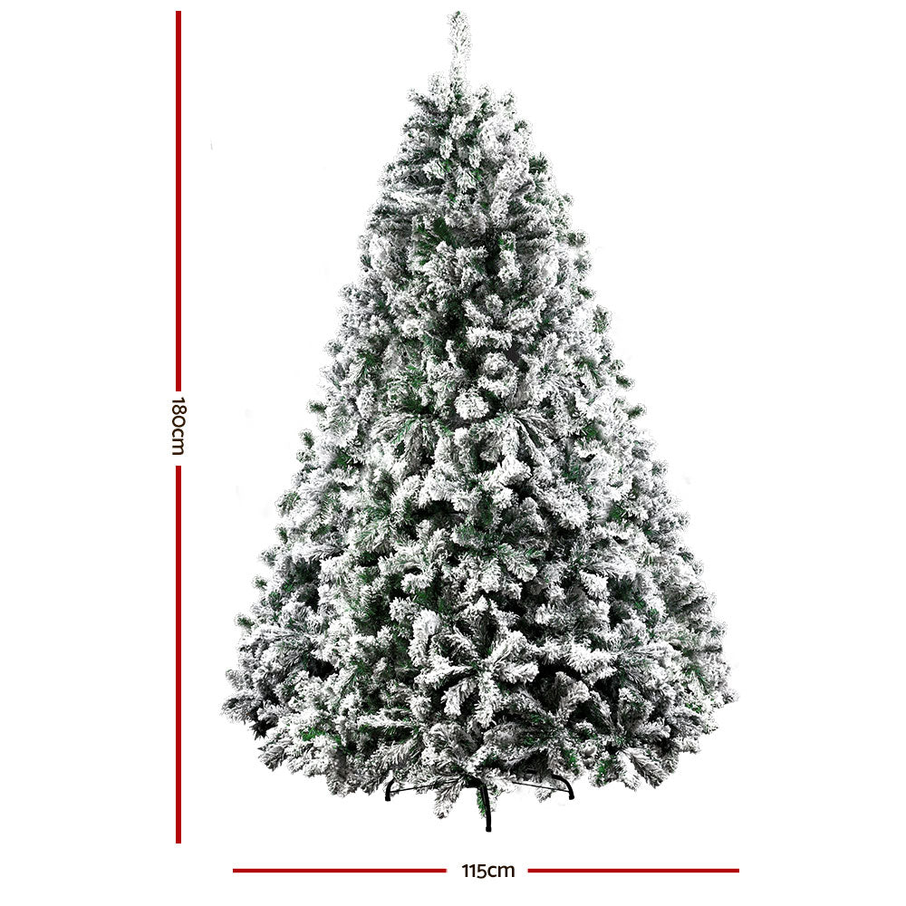 6FT Snow-Flocked Christmas Tree – 758 Tip Artificial Tree with Metal Stand