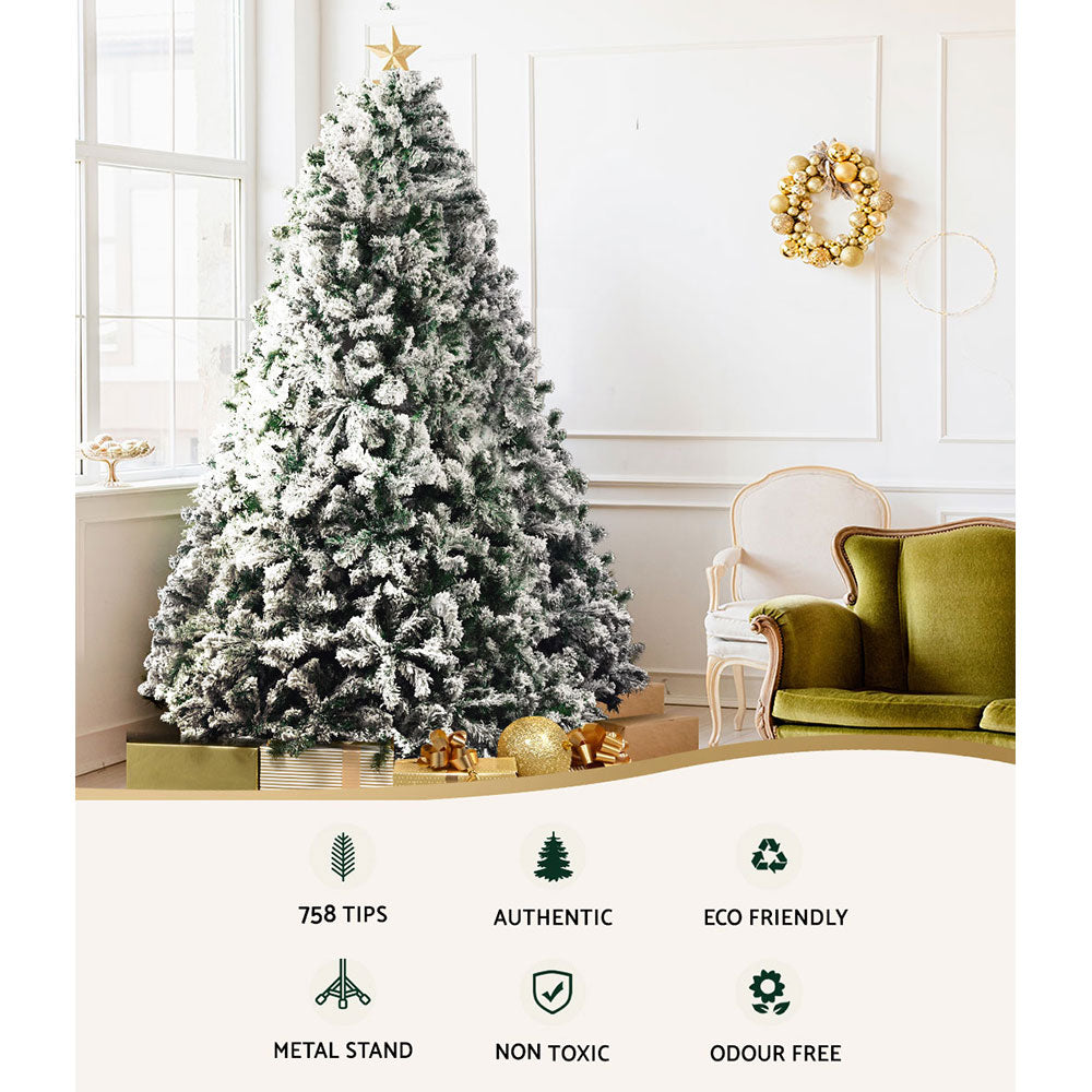 6FT, 7FT & 8FT Snow-Flocked Christmas Tree - A Lifelike Winter-Style Artificial Centrepiece