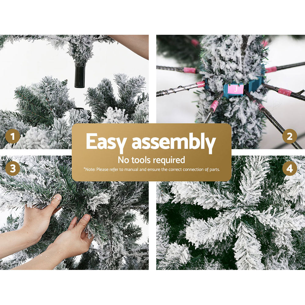 6FT, 7FT & 8FT Snow-Flocked Christmas Tree - A Lifelike Winter-Style Artificial Centrepiece