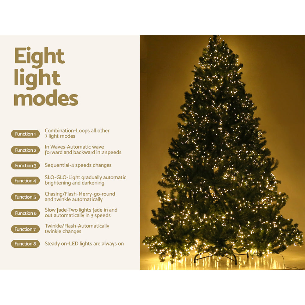 6FT Pre-Lit Green Christmas Tree – 1980 Warm White LEDs, 8 Modes