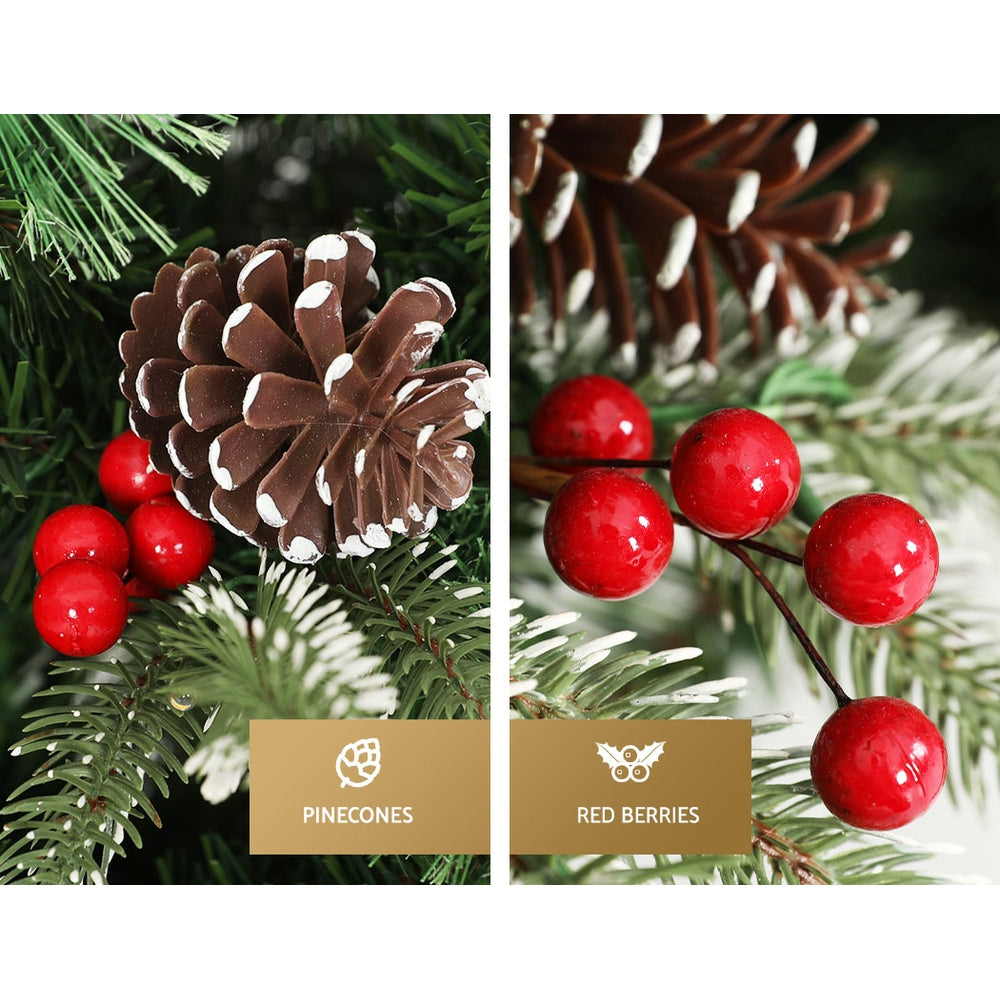 7FT Pine Cone & Berry Christmas Tree – 1360 Tips, 450 Warm White LED Lights