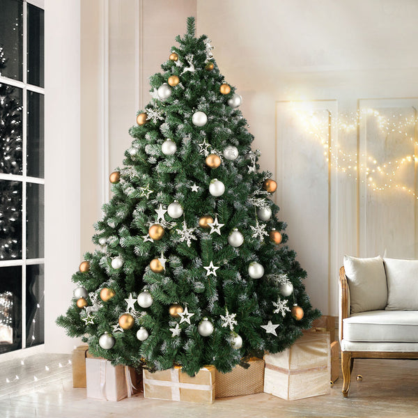 8FT Snow-Frosted Fir Christmas Tree – 1500 Tips, Unlit