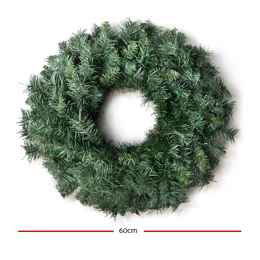 60cm Green Christmas Wreath – Lush Evergreen Holiday Decoration
