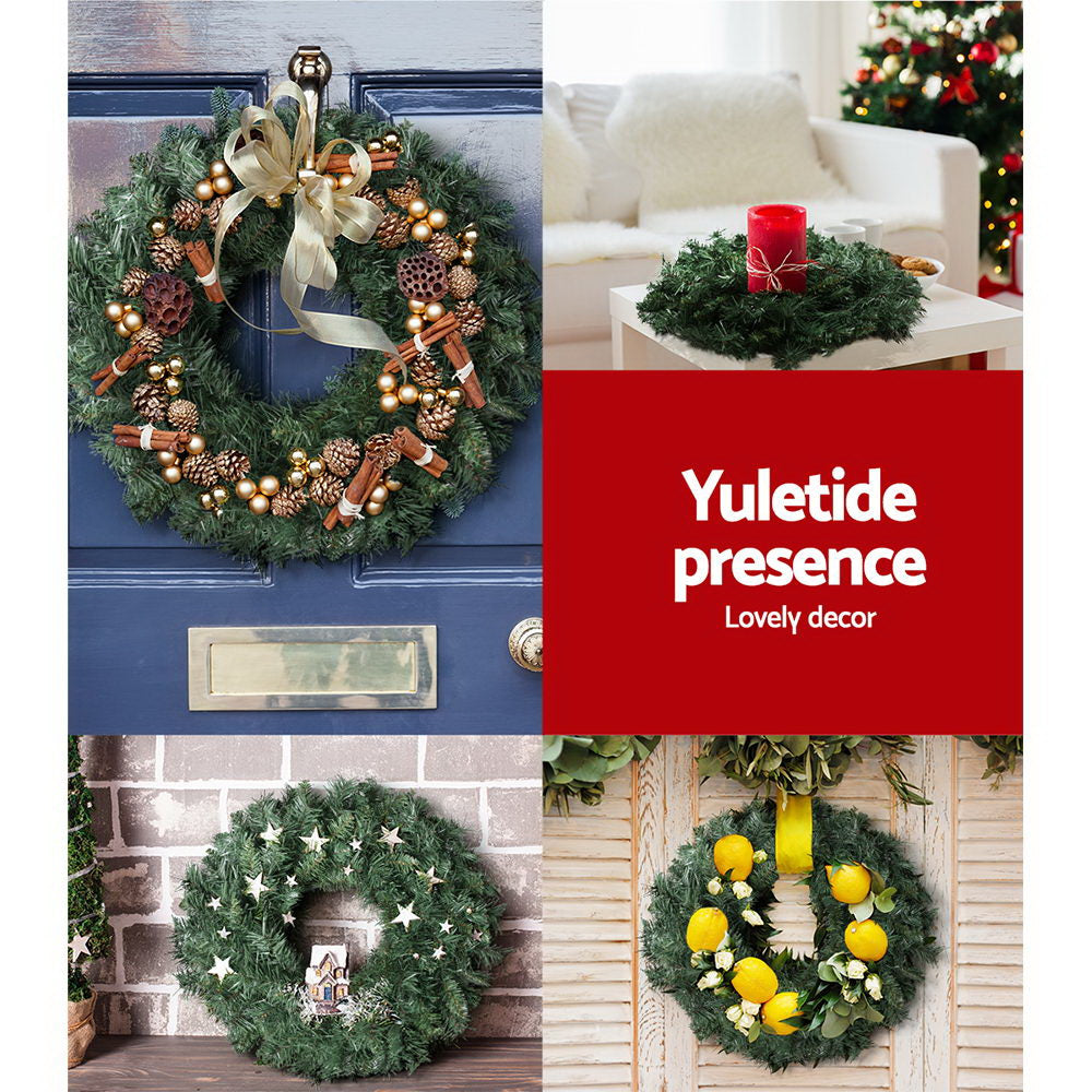 60cm Green Christmas Wreath – Lush Evergreen Holiday Decoration