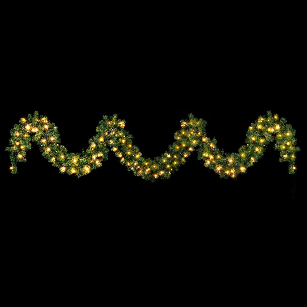 Pre-lit Green Christmas Garland – 5M / 10M / 20M with Warm LED Lights