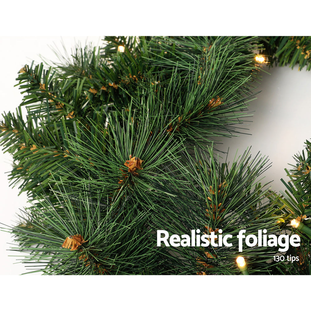 1.8M Pre-lit Green Christmas Garland – Warm LED Lights for Indoor & Outdoor Décor