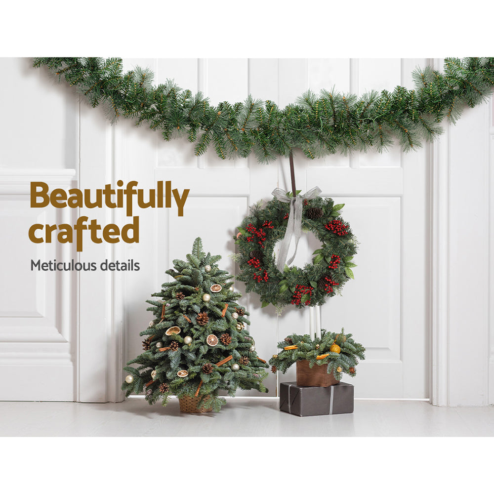 1.8M Pre-lit Green Christmas Garland – Warm LED Lights for Indoor & Outdoor Décor